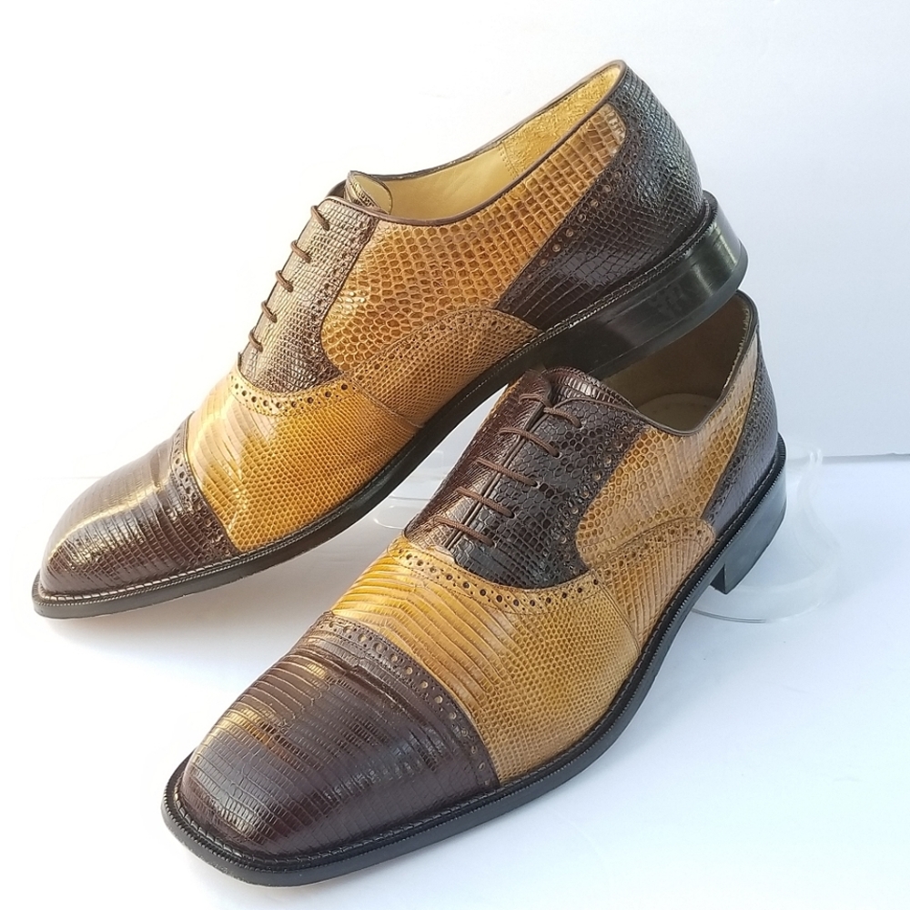 Men's  Belvedere  genuine crocodile  Trimmed  laced up Oxford dress shoes